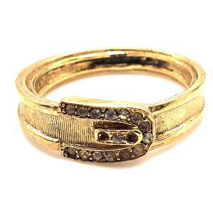 Vintage 1973 Signed AVON Buckle Rhinestone Ring Size 9.5 - missing stones